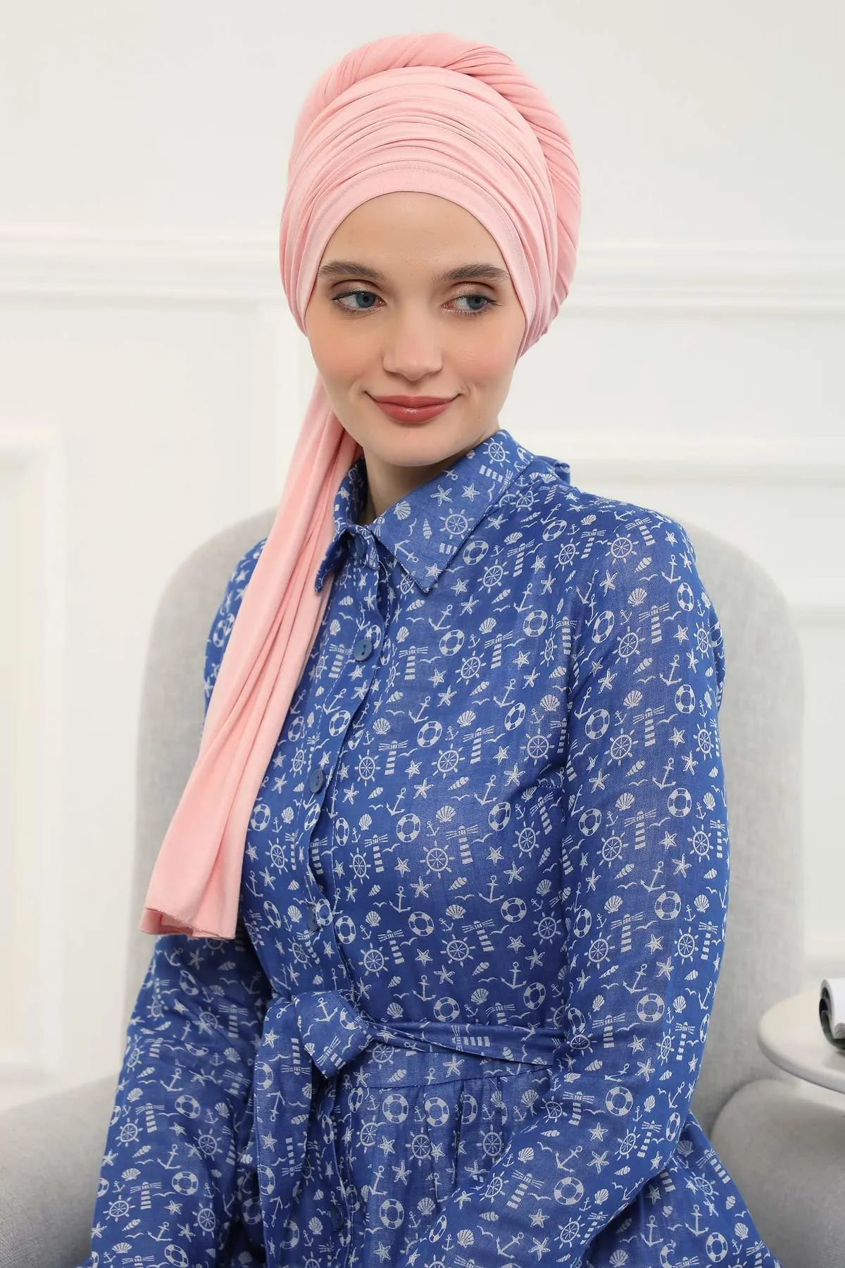 Instant Chiffon Shawl for Women With Cotton Bonnet Chiffon Turban Cap Head Wrap Instant Turban Scarf,BTS-1