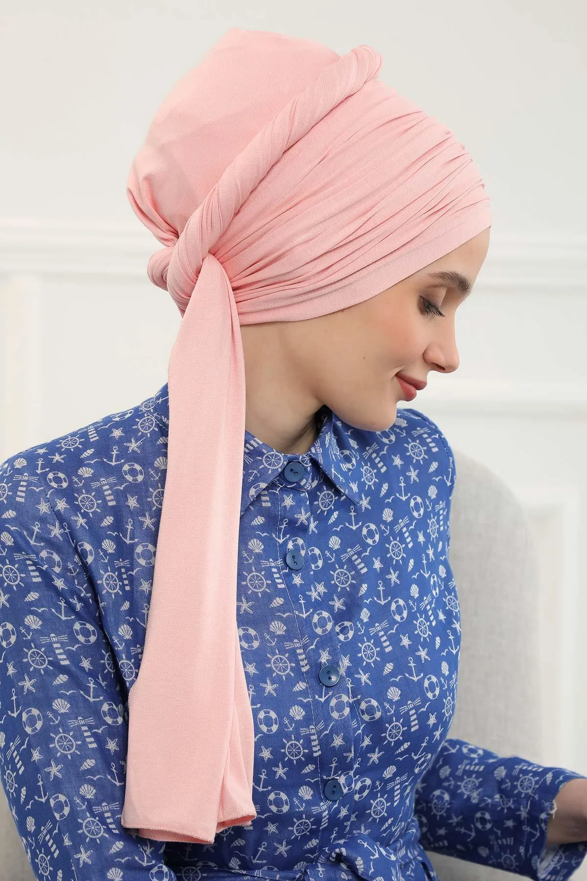 Instant Chiffon Shawl for Women With Cotton Bonnet Chiffon Turban Cap Head Wrap Instant Turban Scarf,BTS-1