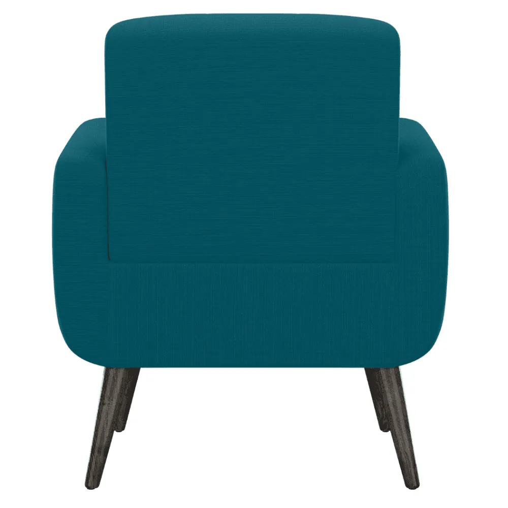 Keflavik Mid-century Peacock Blue Linen Arm Chair