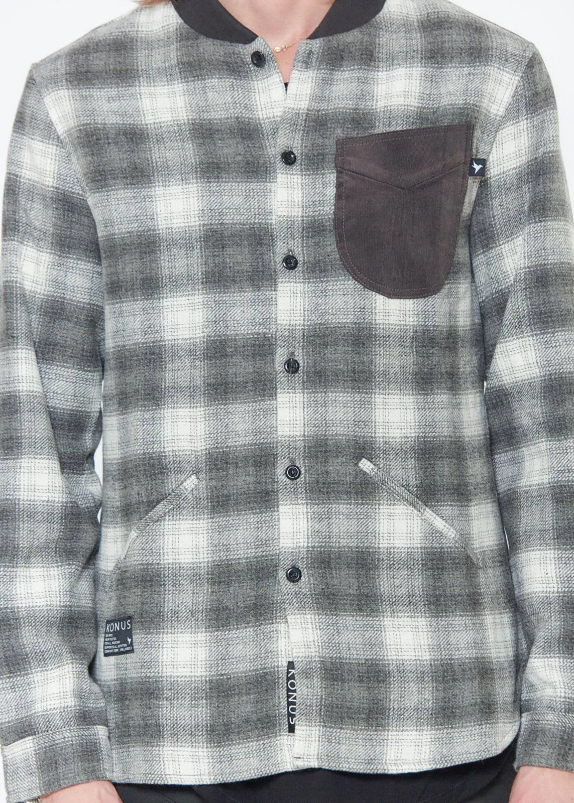 Konus Men's Wool Blend Shirt Jacket in Grey