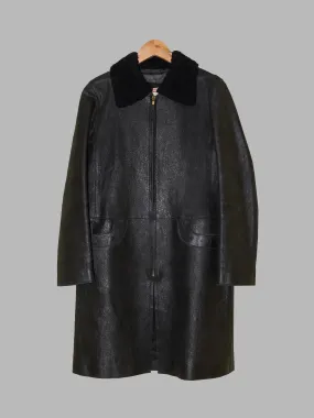 Kosuke Tsumura 1990s black leather zip coat with detachable faux fur collar