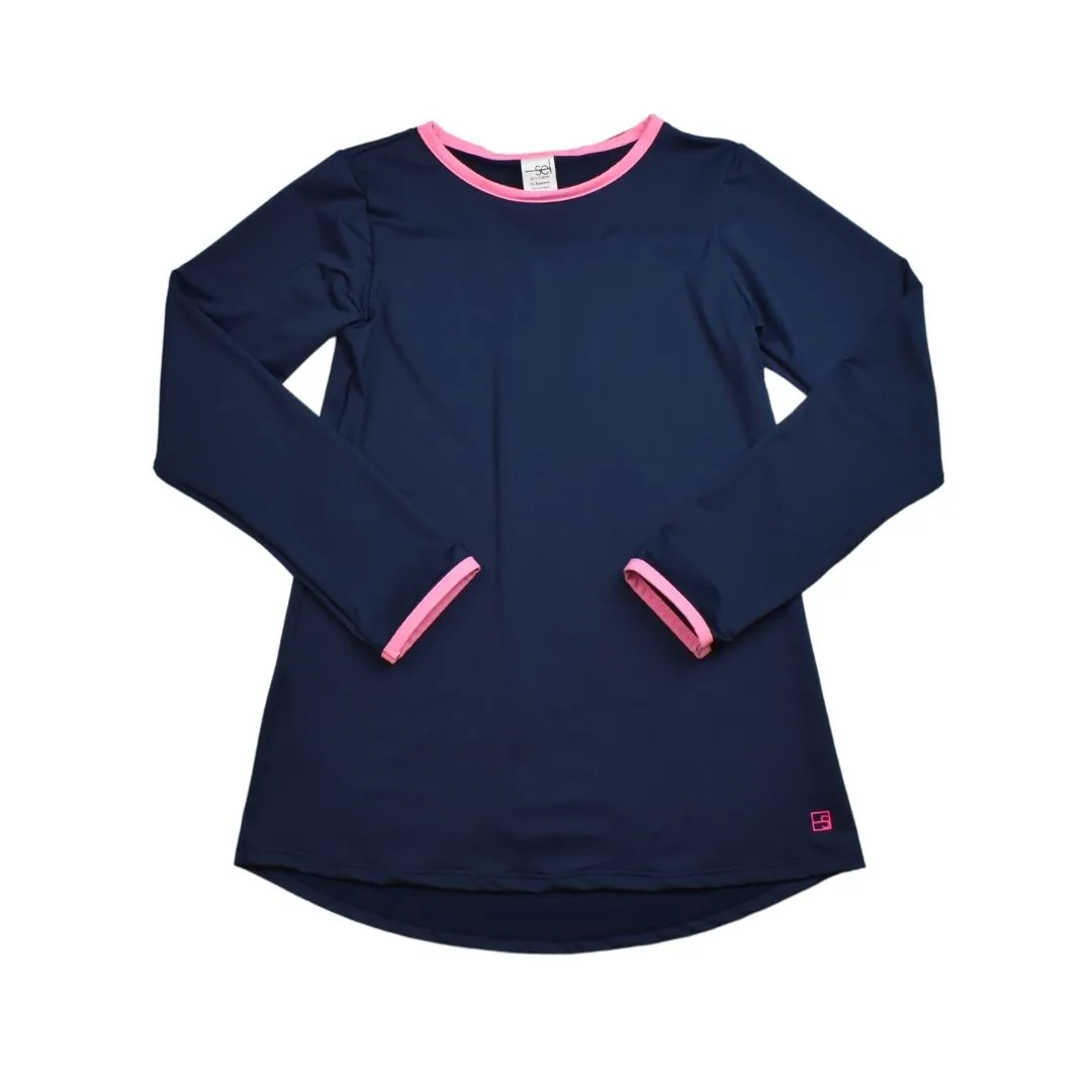 Lindsay Long-sleeve T | Navy Athleisure w/ Pink Trim (11/12, 13/14, 16)