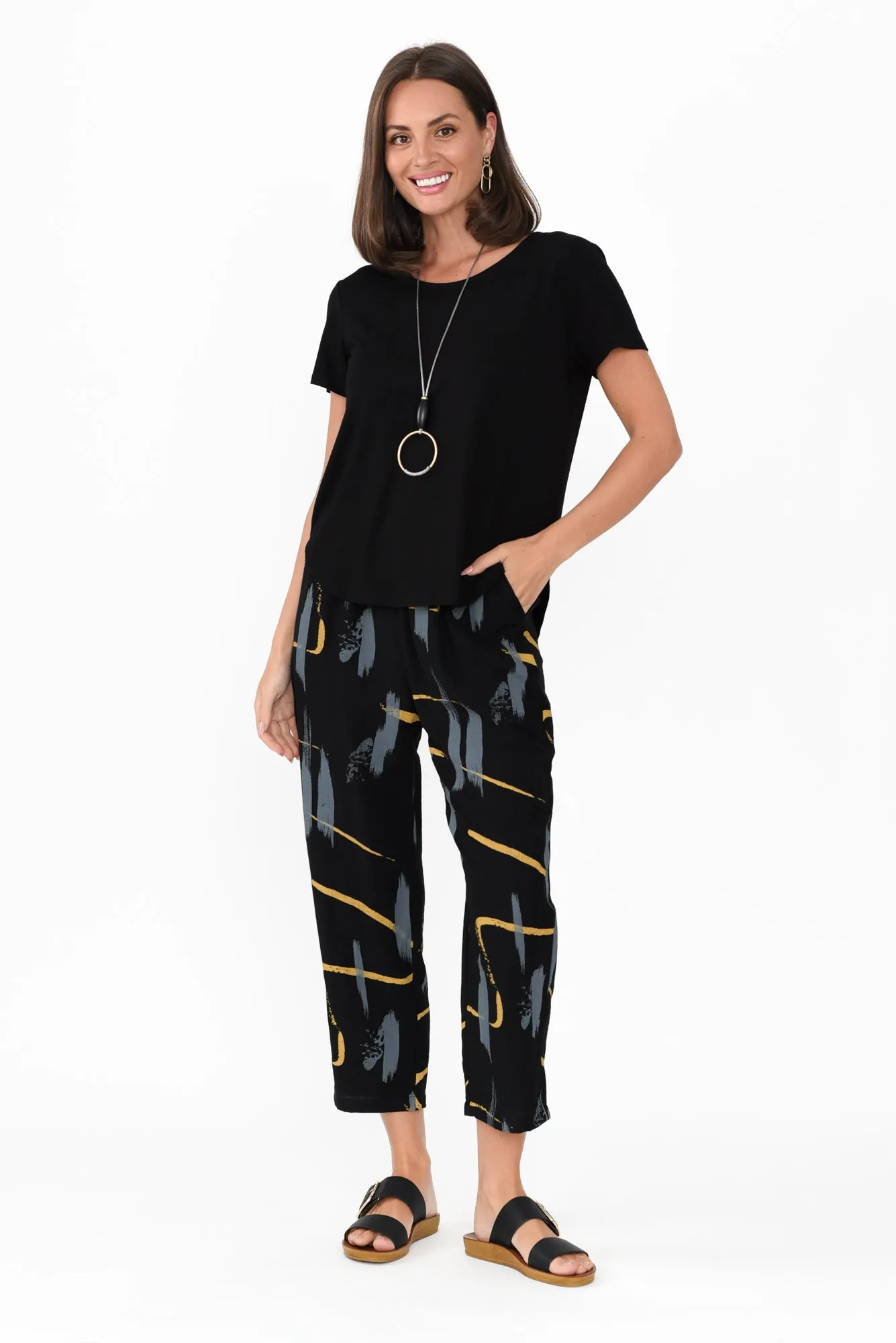 Mahala Black Dash Pocket Pants