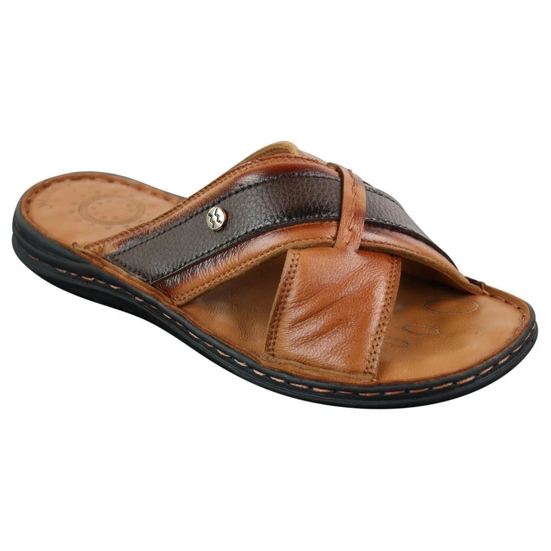 Mens Pure Real Leather Flip Flops Slip On Slippers Premium Comfort Waterproof Sandals