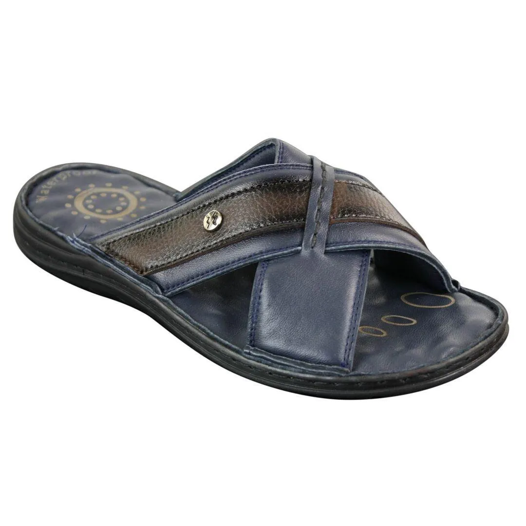 Mens Pure Real Leather Flip Flops Slip On Slippers Premium Comfort Waterproof Sandals