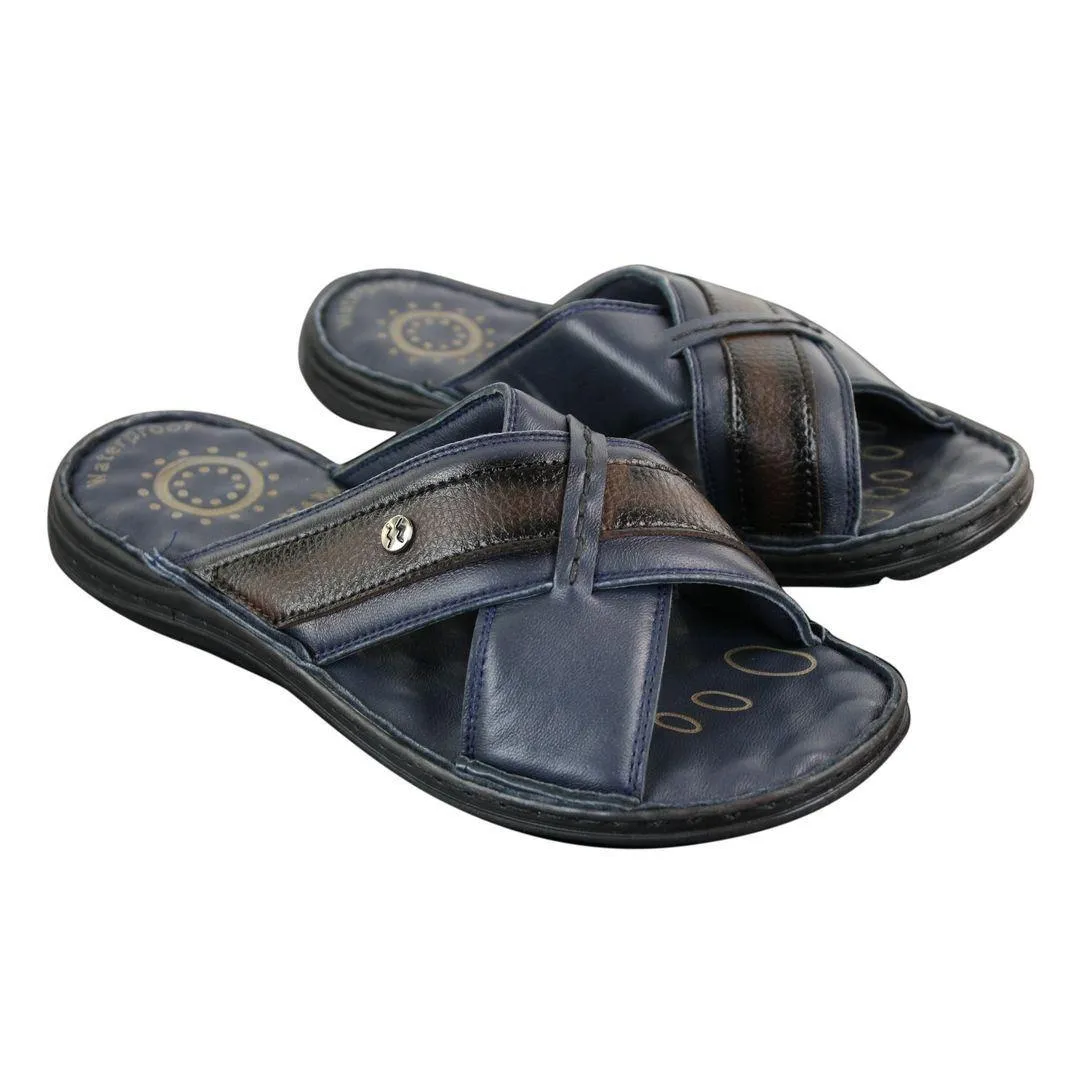 Mens Pure Real Leather Flip Flops Slip On Slippers Premium Comfort Waterproof Sandals