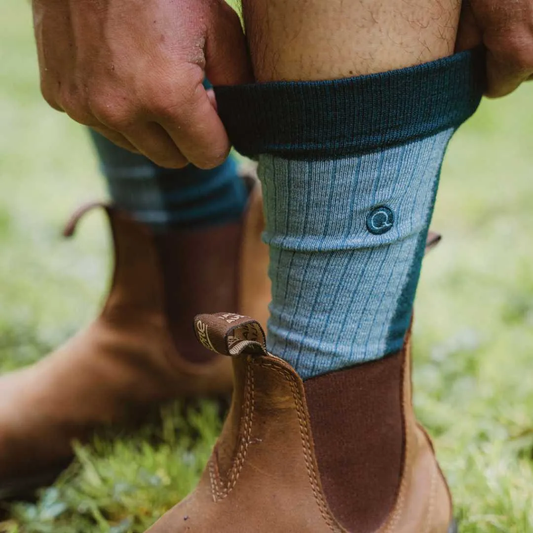 Merino Wool Midweight Adult Socks - Aqua