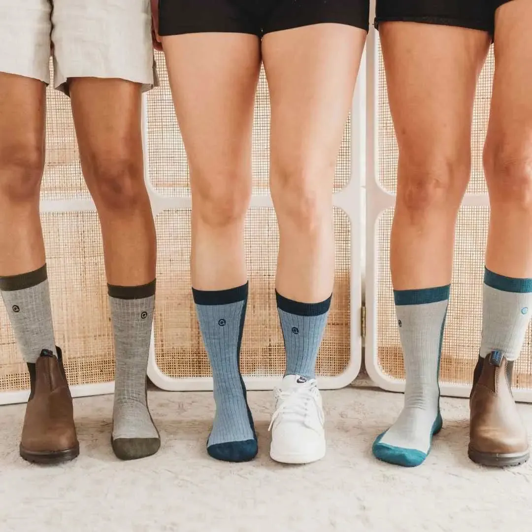 Merino Wool Midweight Adult Socks - Aqua