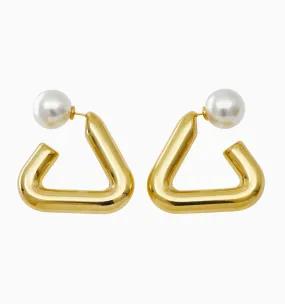 Mila Reversible Hoop Earrings - Pearl