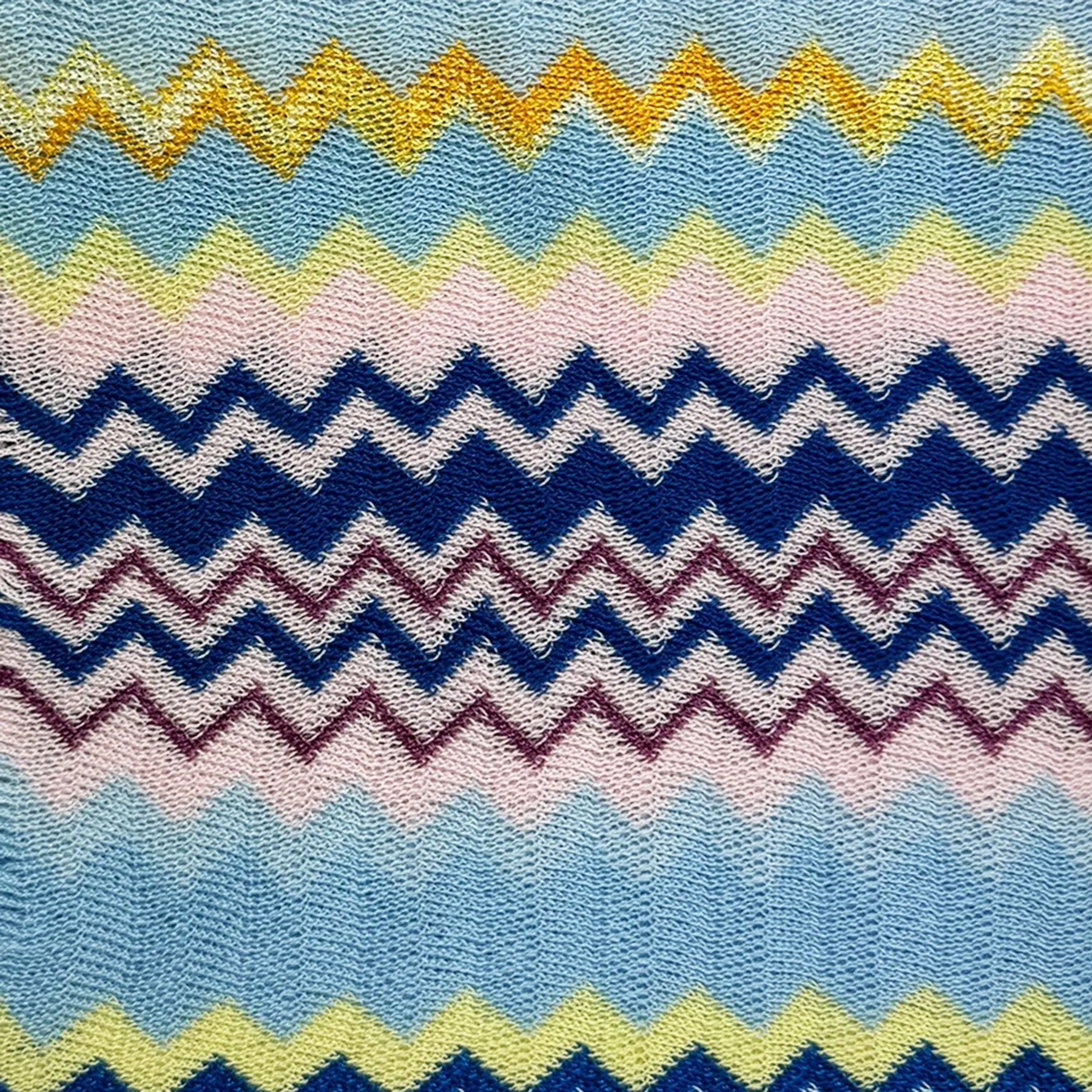 Missoni Scarf Pink Blue Yellow Chevron Design - Women Designer Shawl