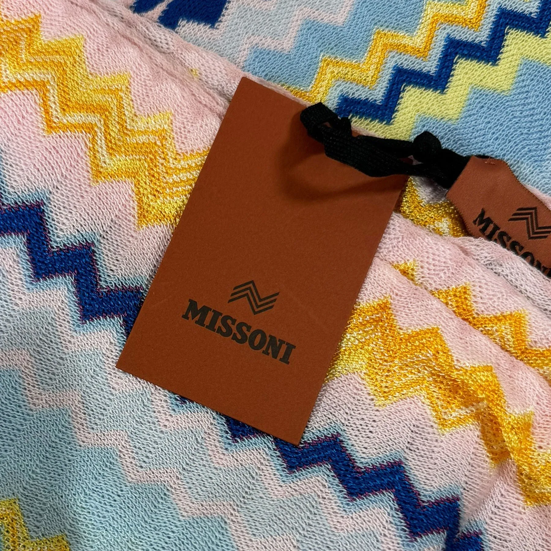 Missoni Scarf Pink Blue Yellow Chevron Design - Women Designer Shawl