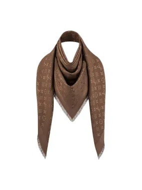 Monogram Classic Wool Silk Scarf Brown