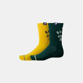 New Balance Lifestyle Midcalf Socks 2 Pack Yellow/Green