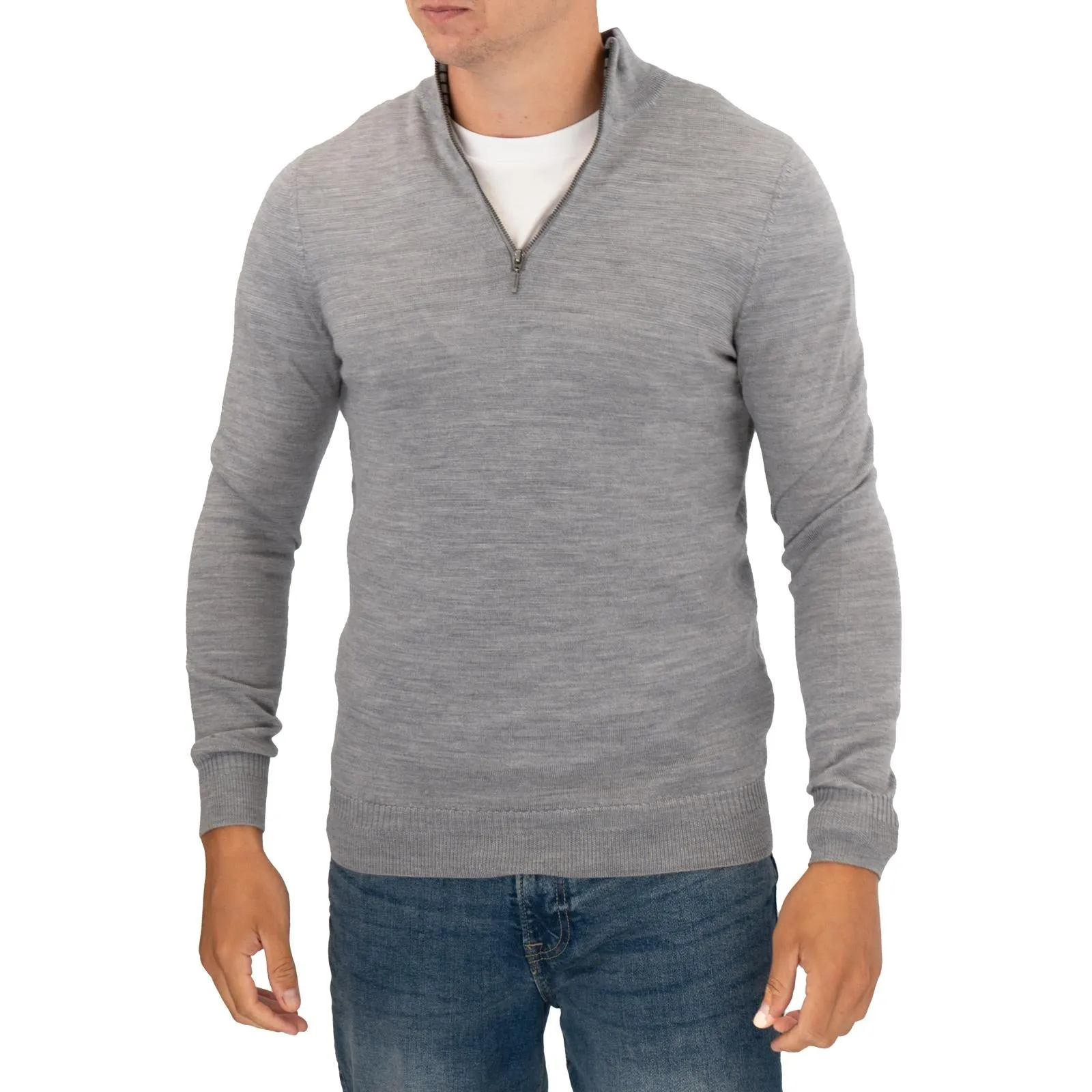 Nicole Farhi Mens Half Zip Jumper Merino Wool Grey