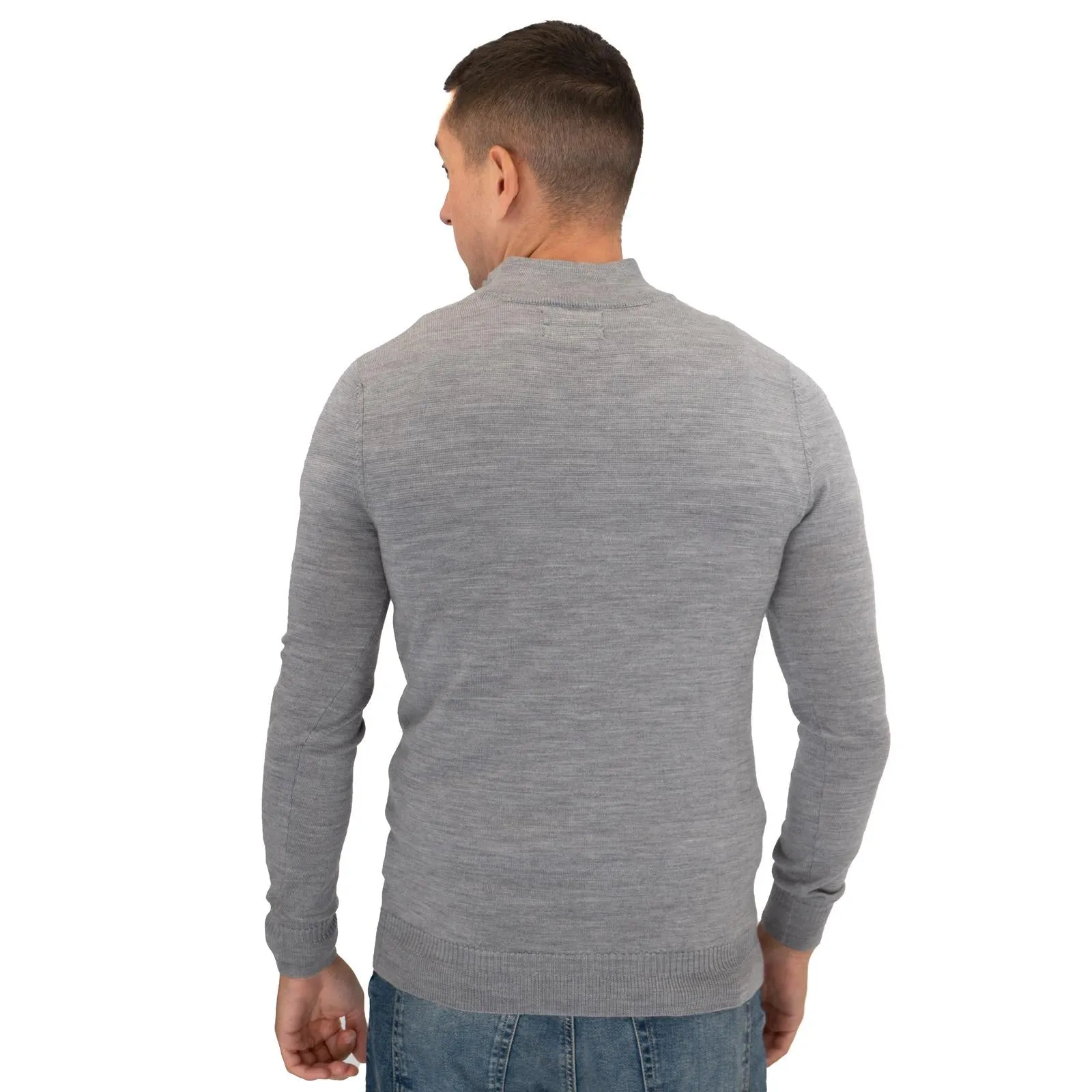 Nicole Farhi Mens Half Zip Jumper Merino Wool Grey