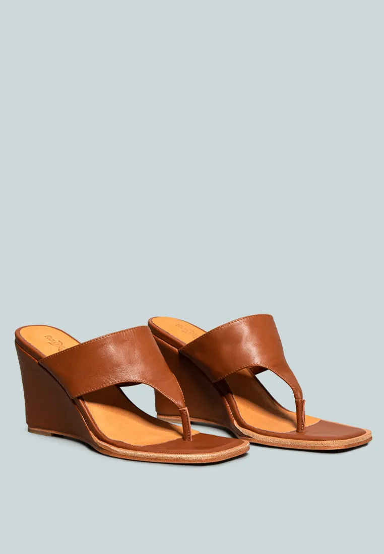 ONASSIS Tan Thong Wedge Sandals