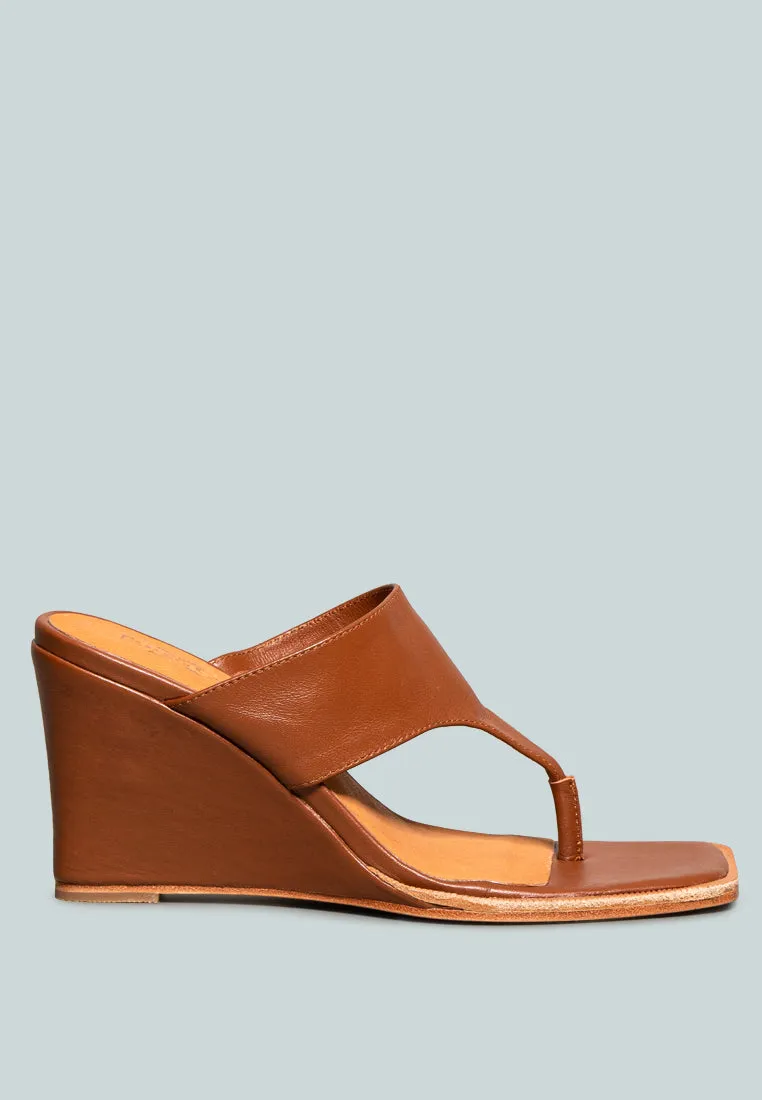 ONASSIS Tan Thong Wedge Sandals