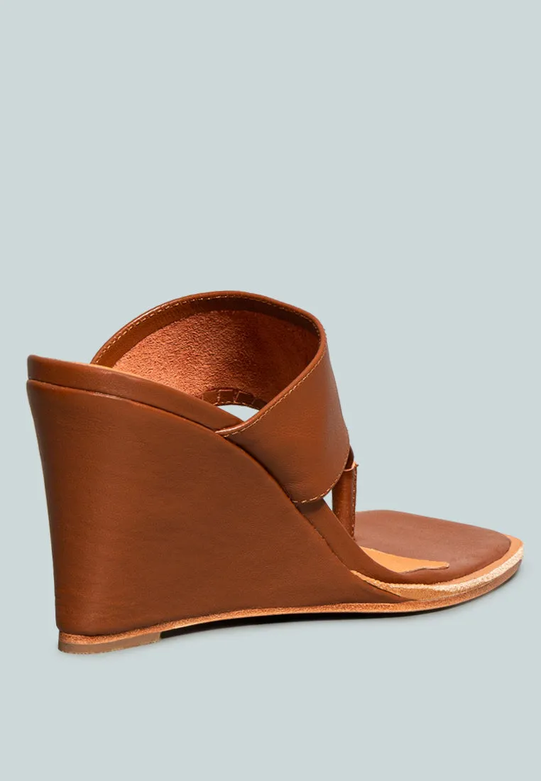 ONASSIS Tan Thong Wedge Sandals