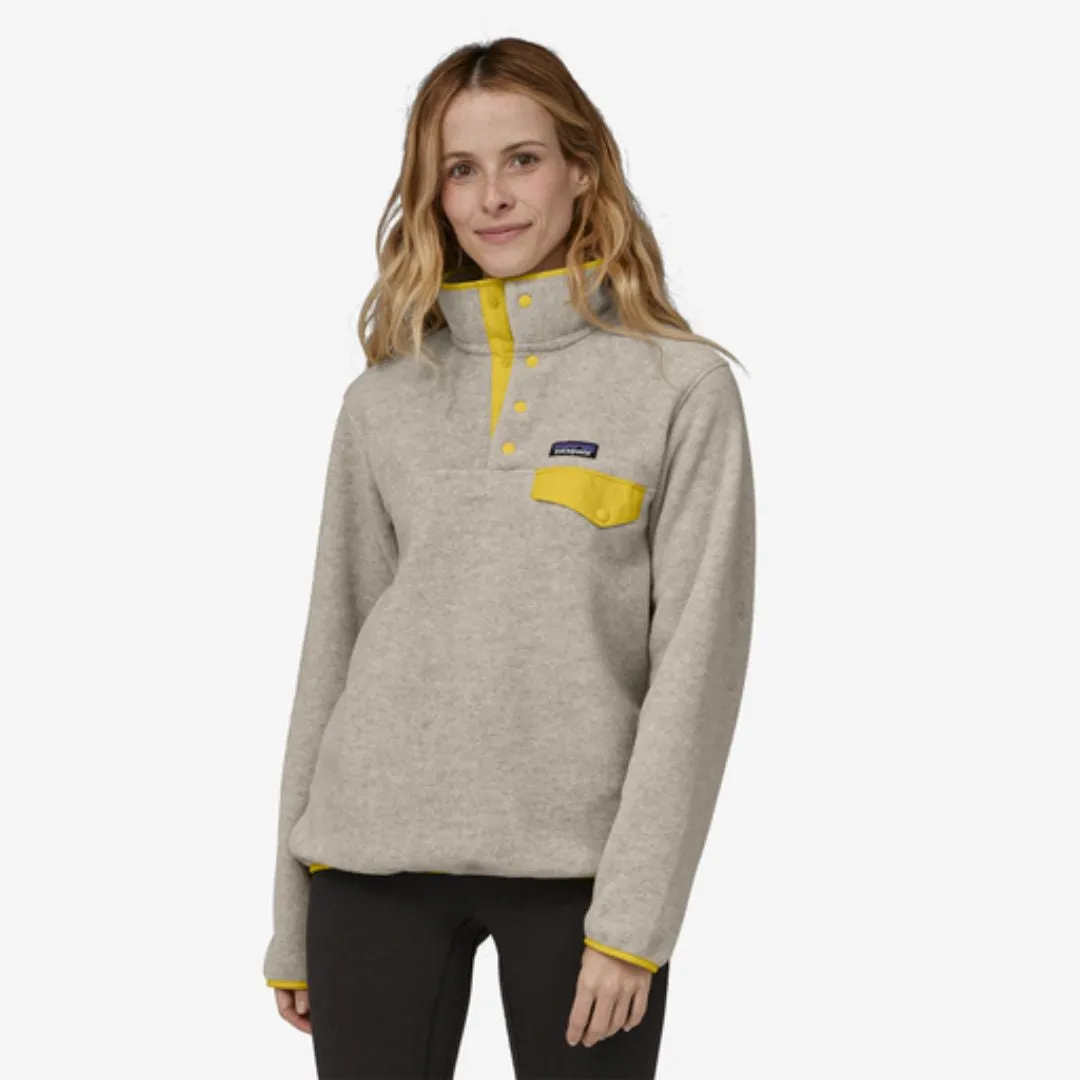 Patagonia Women's Lightweight Synchilla Snap-T Fleece Oatmeal Heather W/Shine Yellow