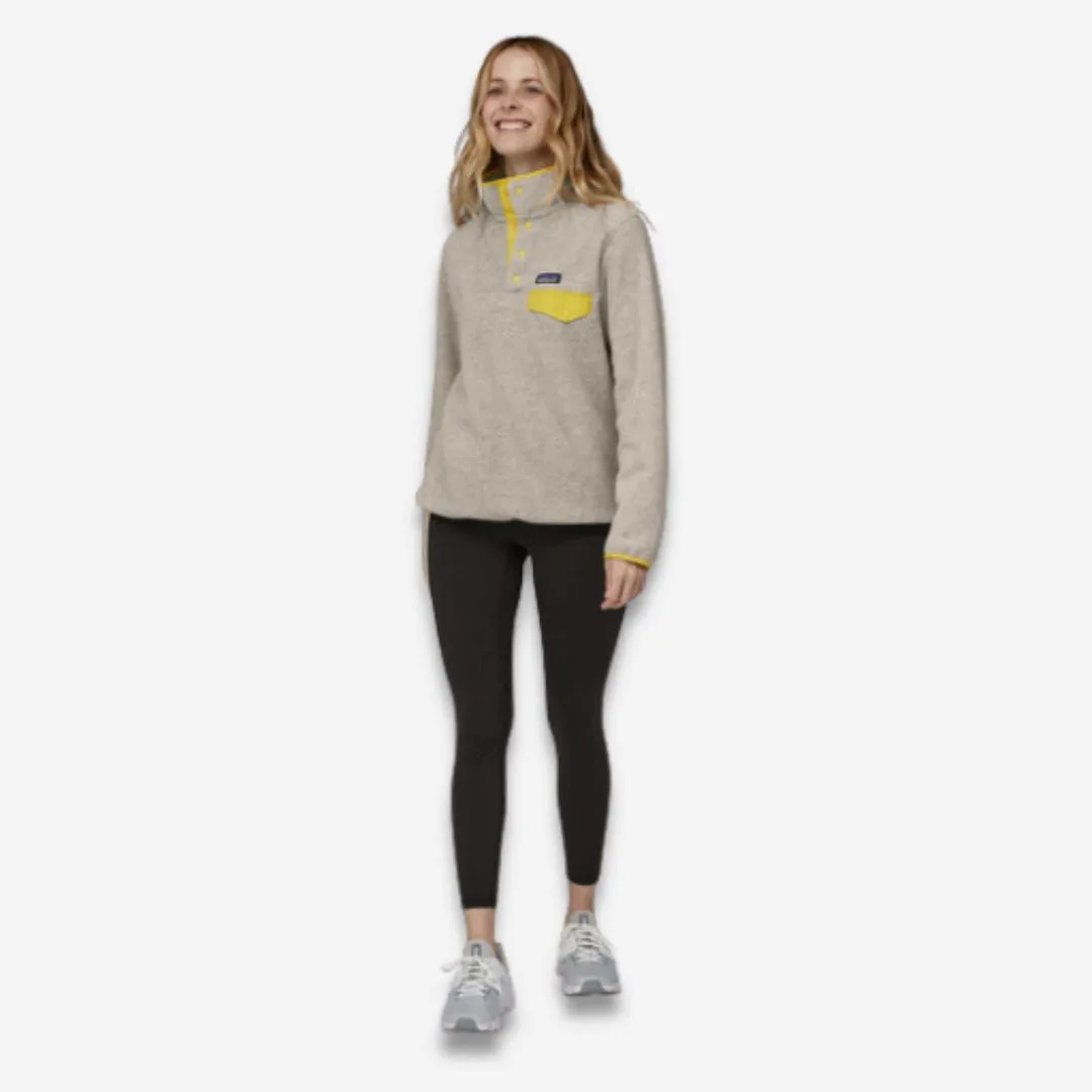 Patagonia Women's Lightweight Synchilla Snap-T Fleece Oatmeal Heather W/Shine Yellow