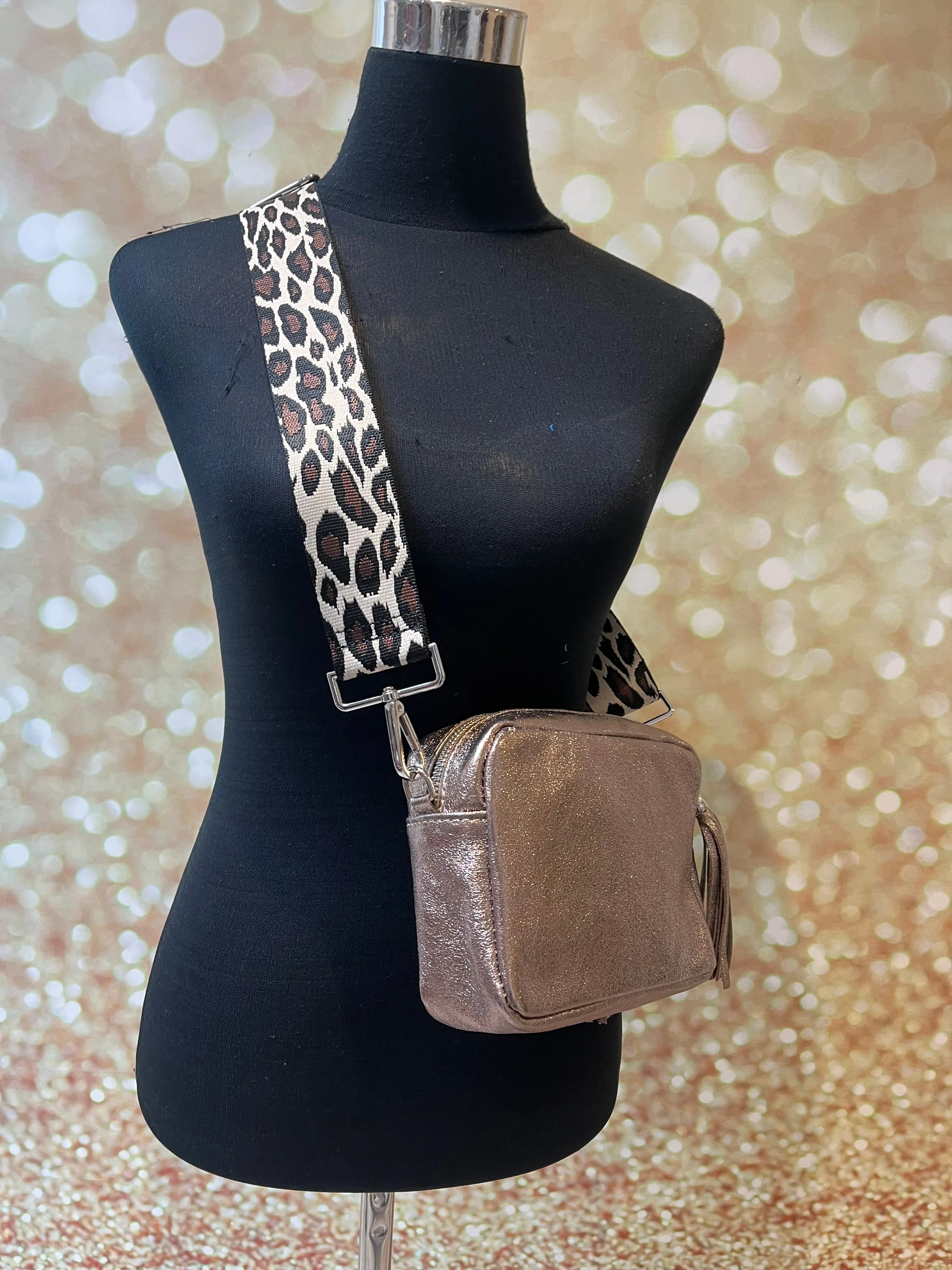 Real Leather Tassel Bag with Multi Strap