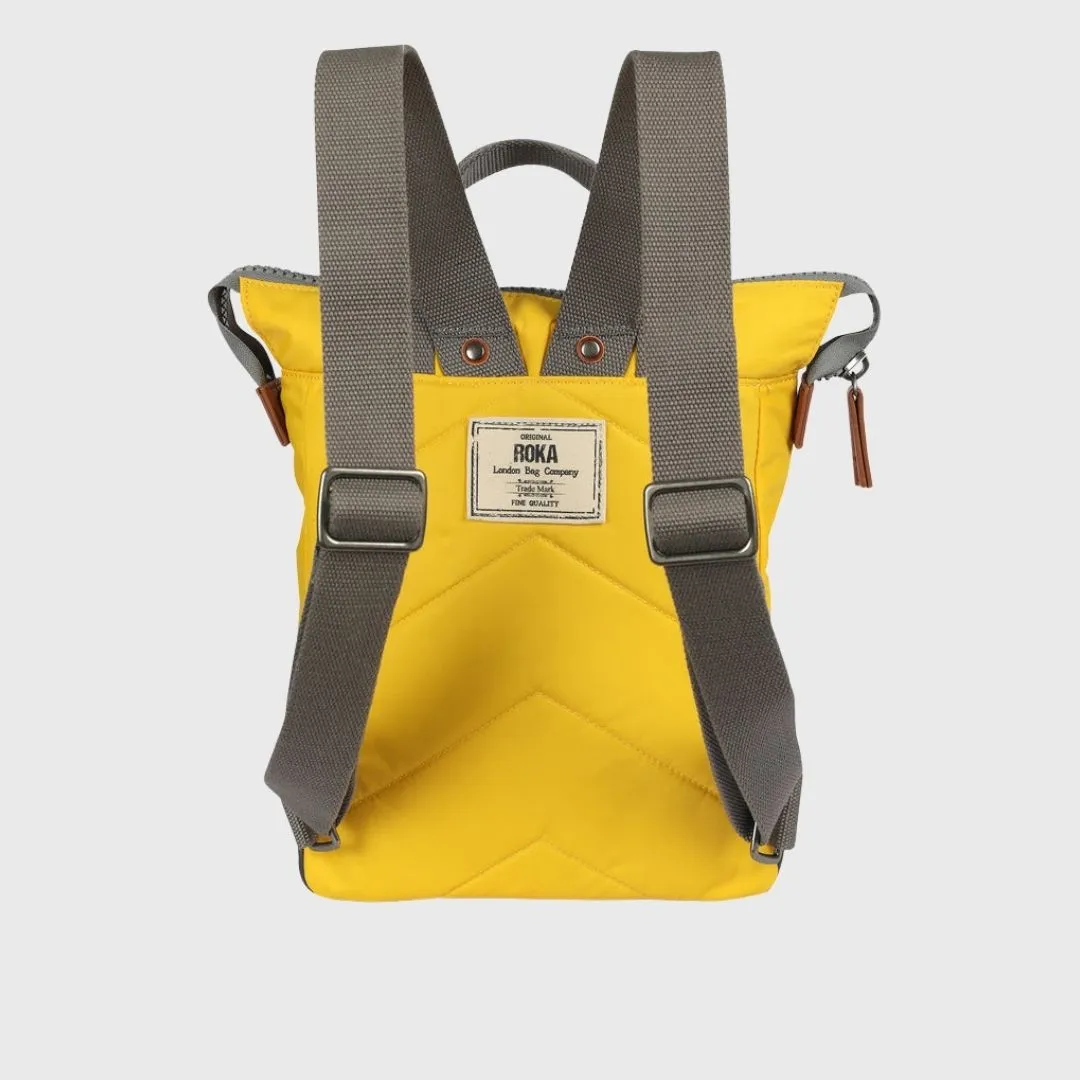 Roka London Bantry B Recycled Nylon Backpack Small Aspen Yellow