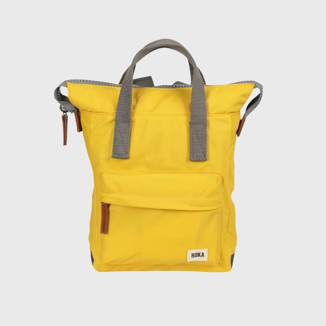 Roka London Bantry B Recycled Nylon Backpack Small Aspen Yellow