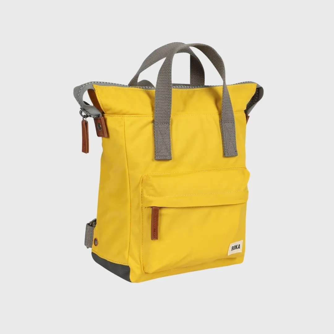 Roka London Bantry B Recycled Nylon Backpack Small Aspen Yellow