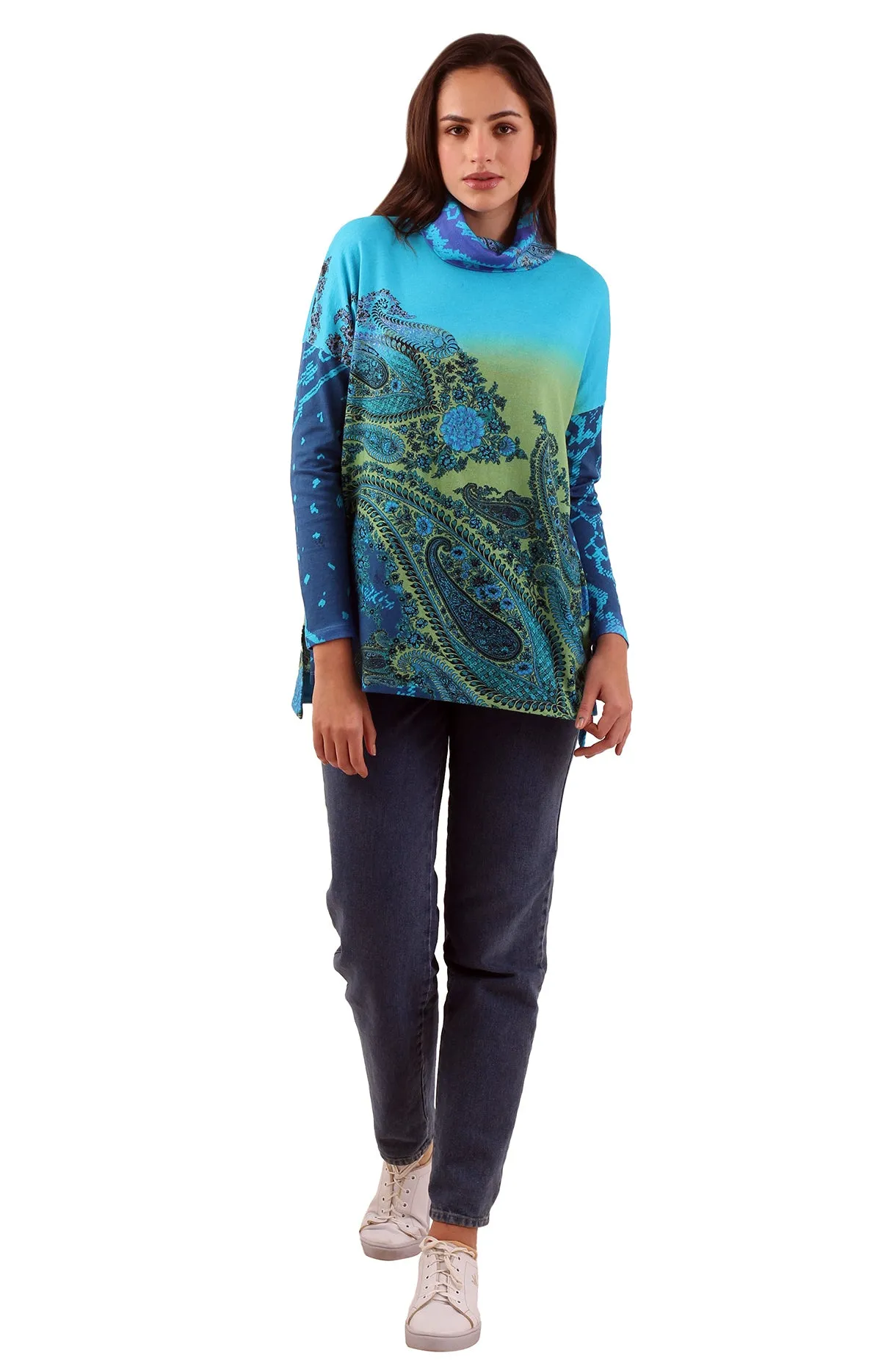 Shades of Blue Paisley Top