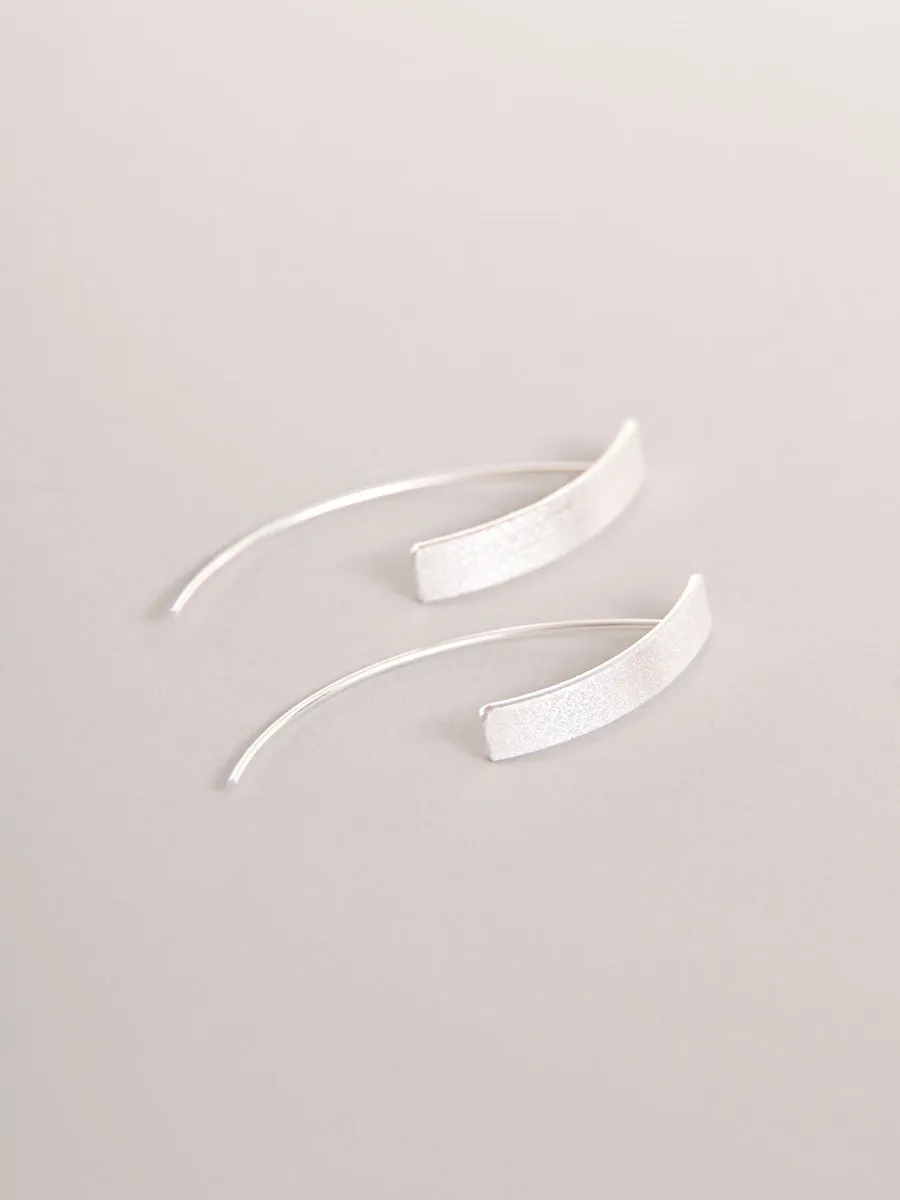 Sterling Silver Thread Through Curved Bar Earrings