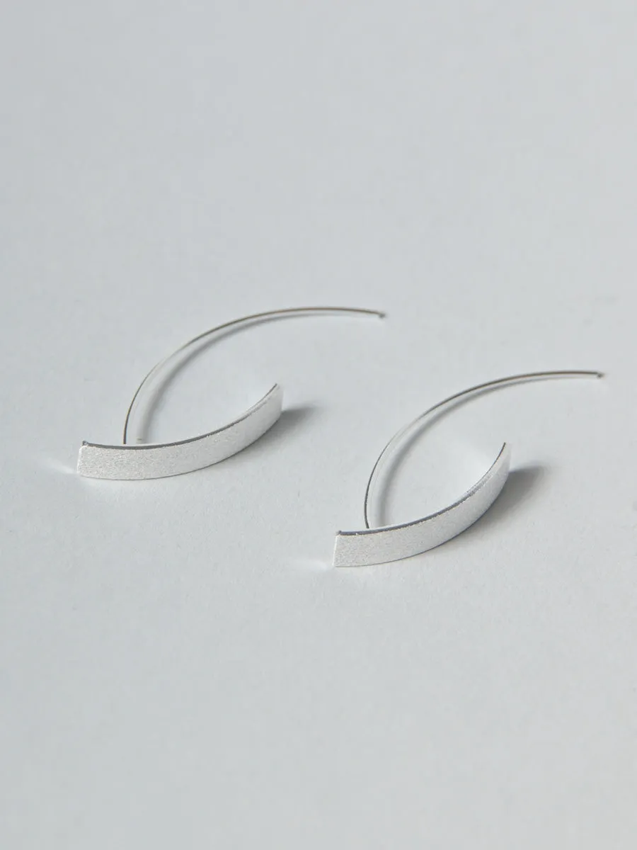 Sterling Silver Thread Through Curved Bar Earrings