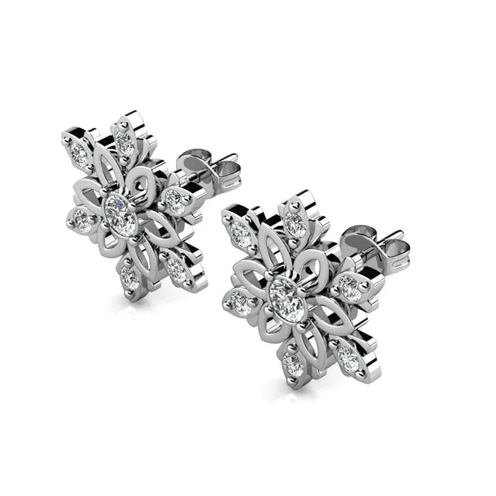 Sunny 18k White Gold Plated Crystal Stud Earrings for Women