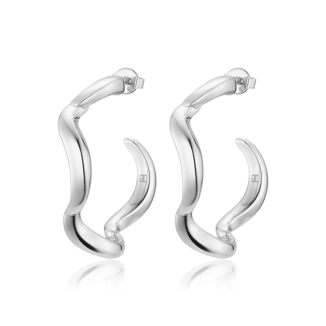 Wave Hoop Earrings - Large 35mm